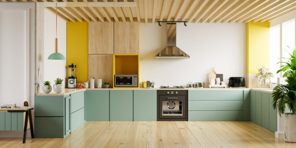 une cuisine moderne colorée
