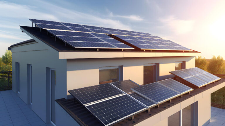 une maison avec des panneaux solaires