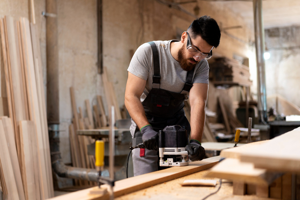 un menuisier travaillant le bois