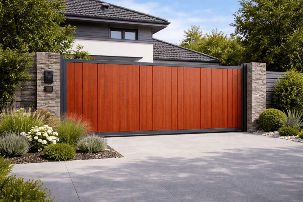 Portail en tole imitation bois