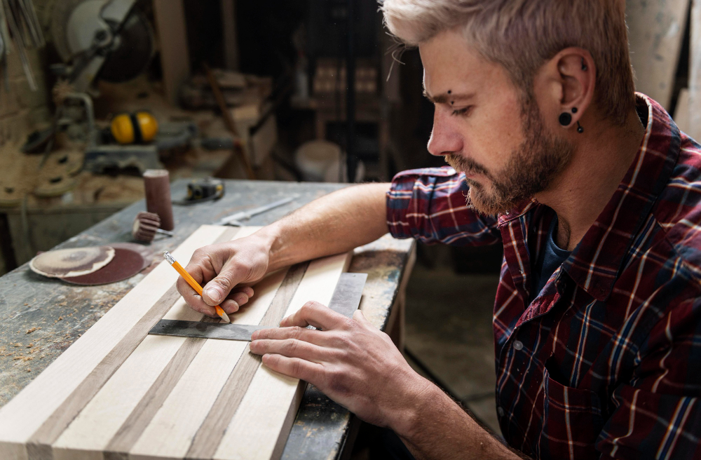 Un artisan menuisier restaure un meuble en bois